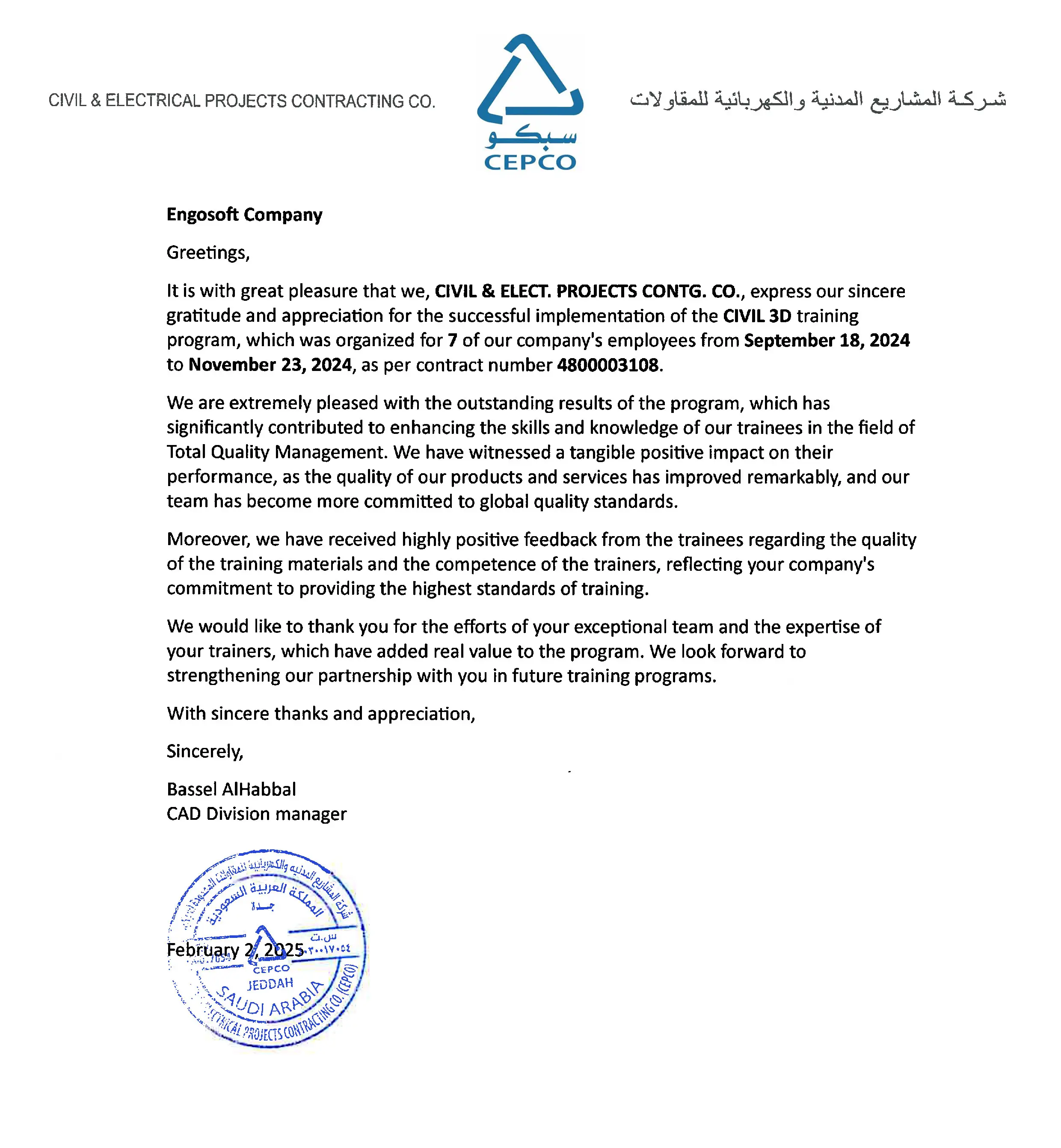 Client testimonial