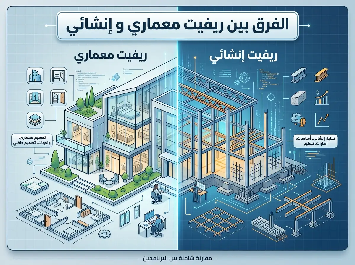 الفرق بين الريفيت المعماري والانشائي